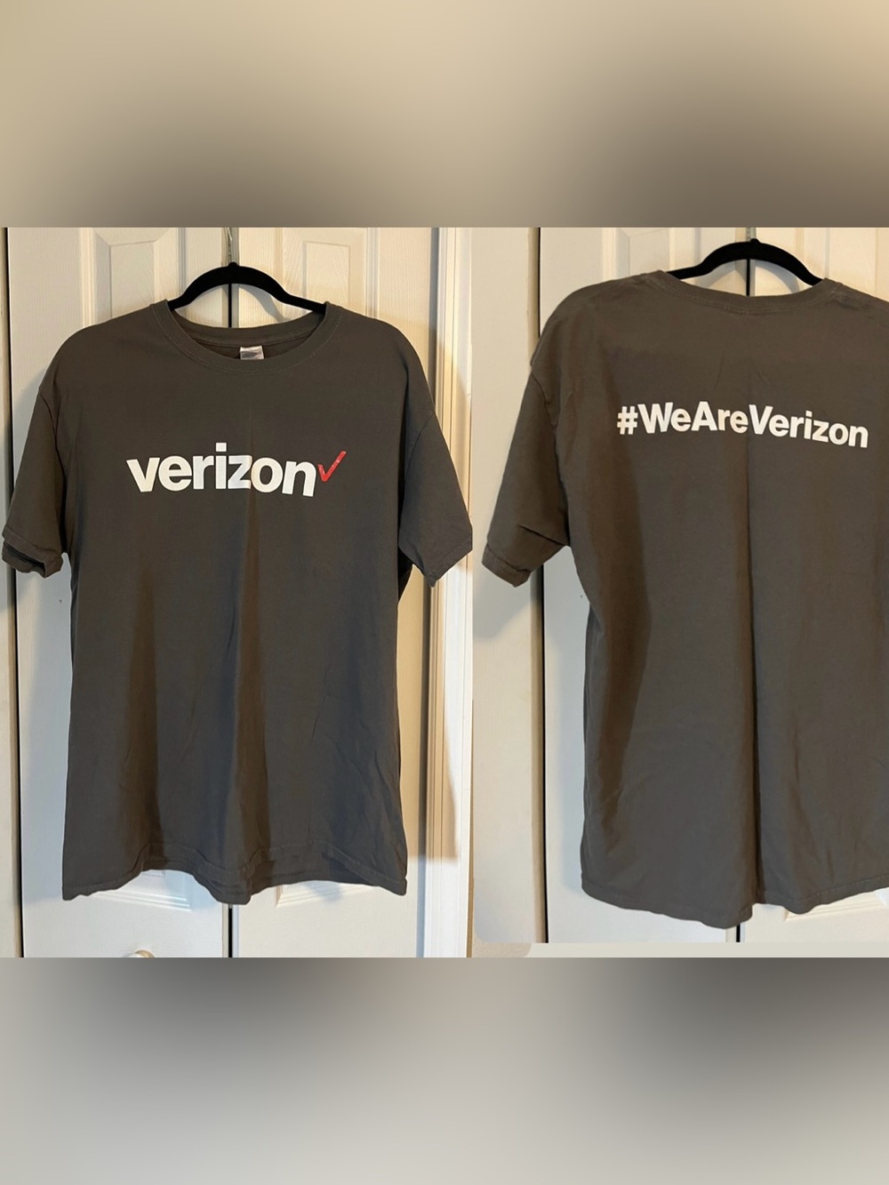 Verizon dark grey short sleeve employee t-shirt size Large  100% cotton